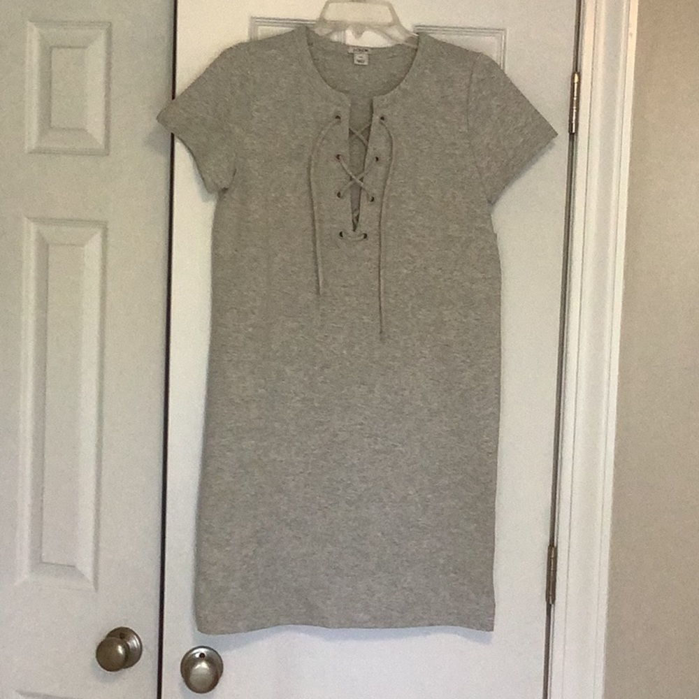 JCrew grey lace up T-shirt dress, size XS, worn once